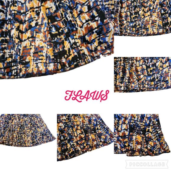 Jones New York Collection Blue Orange Abstract Print Sleeveless Midi Dress Sz L - Picture 8 of 11